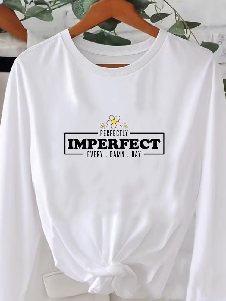 (Asiatische Größe) Buch süß 90er niedlich Bedruckt Rundhals Langarm T-Shirt Tee Dame Frauen Damenbekleidung Lässiges Mode Oberteil Grafik-T-Shirts