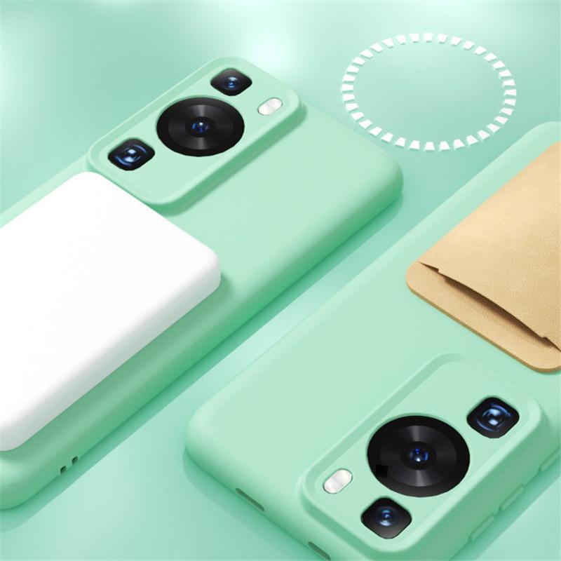 For Wireless Charging Magsafe Soft Liquid Silicone Phone Case For Huawei P60 P50 P40 Pro Magnetic Slim Skin Protection Cover