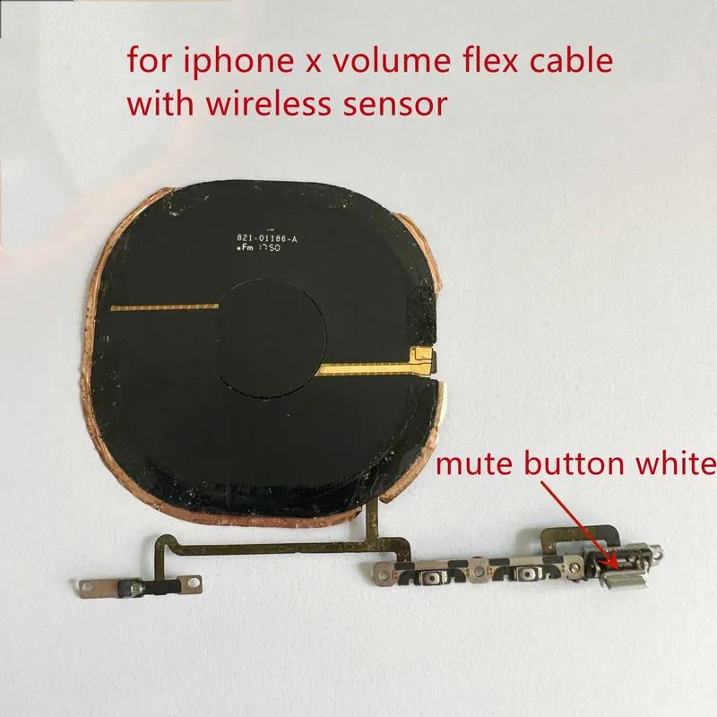 Wireless charging chip volume flex cable, NFC coil, mute button key, for iPhone X, XS, XR,