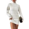 Sheath Dress Women Sexy Knitted Dress Turtleneck Mini Vestidos Knitwear Slim Autumn Winter Knitting Above Knee Office Lady