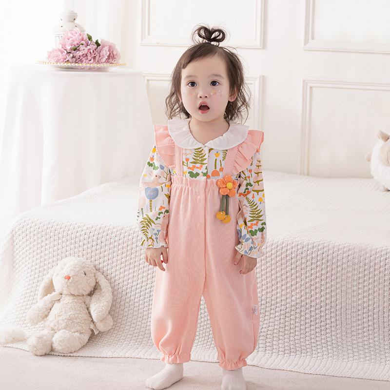 

Spring 2025 Baby Girl Long Sleeve Cotton Romper Jumpsuit Tag 66 розовый