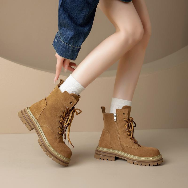 

Niche brown inner heightening lace-up Martin boots women s summer thin hollow outdoor sports mountaineering small short boots 40