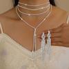 New Multi-layered Necklace - Stylish and Simple Long Fringed Pendant Necklace for Collarbone Chain for Women