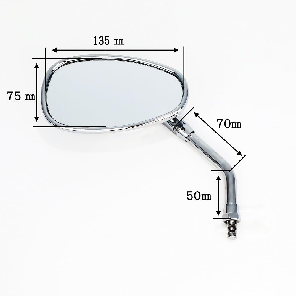 ALBA Motorrad Rückspiegel 10mm 150mm Spiegel Set 1 Stück und Spiegel, Oval, Rechtsgewinde, Oberfläche, (Links rechts) 101-039