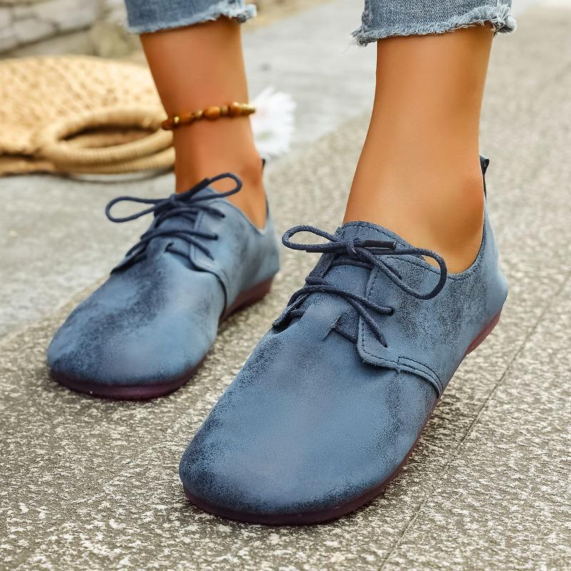Women's Shoes 2025 Autumn New Fashion Casual Soft Walking Shoes Trend Retro Women's Lace-up Flat Shoes Zapatillas De Deporte