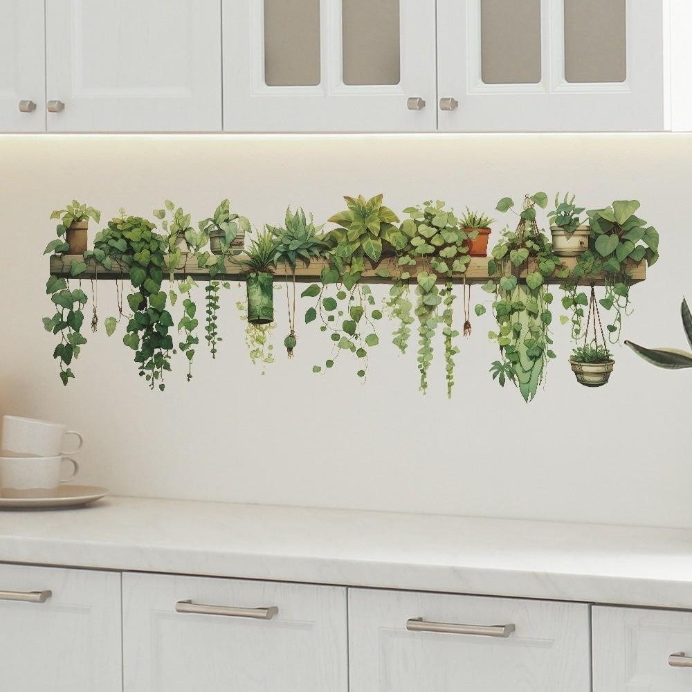 Hanging Basket Plant Branch Wall Decoration Green Plant Wall Decals Wallpaper  Background Wall