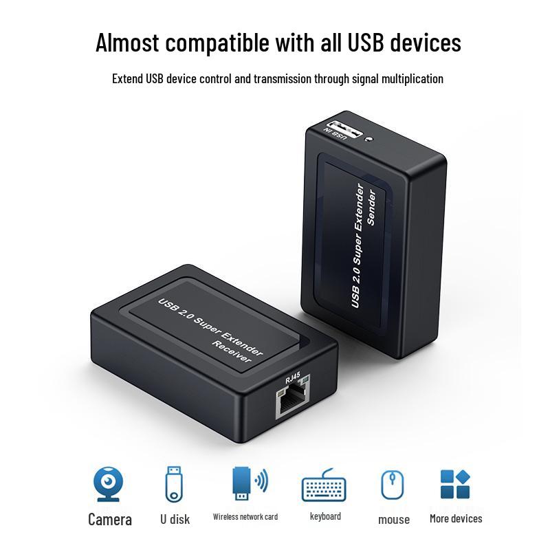 USB 2.0 100m Extender: USB to RJ45 Splitter for Mouse, Keyboard, Camera, Amplifier, Network