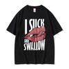 T-shirt drôle I Suck and Swallow Impression graphique vintage de vampire T-shirts Hommes Femmes Décontracté Surdimensionné T-shirt Halloween Manches Courtes