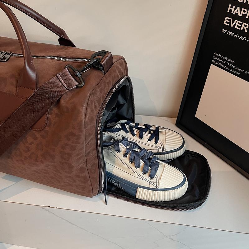 Geantă Sport de Capacitate Mare Imprimeu Leopard Geantă de Voiaj Geantă Fitness Geantă Duffel