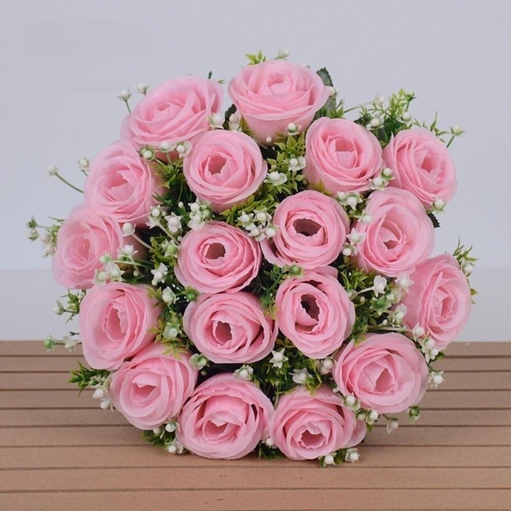 

DIY Craft Silk Fake Rose Flowers Bride Bouquet Home Floral Arrangement Home Table Ornament светло-розовый