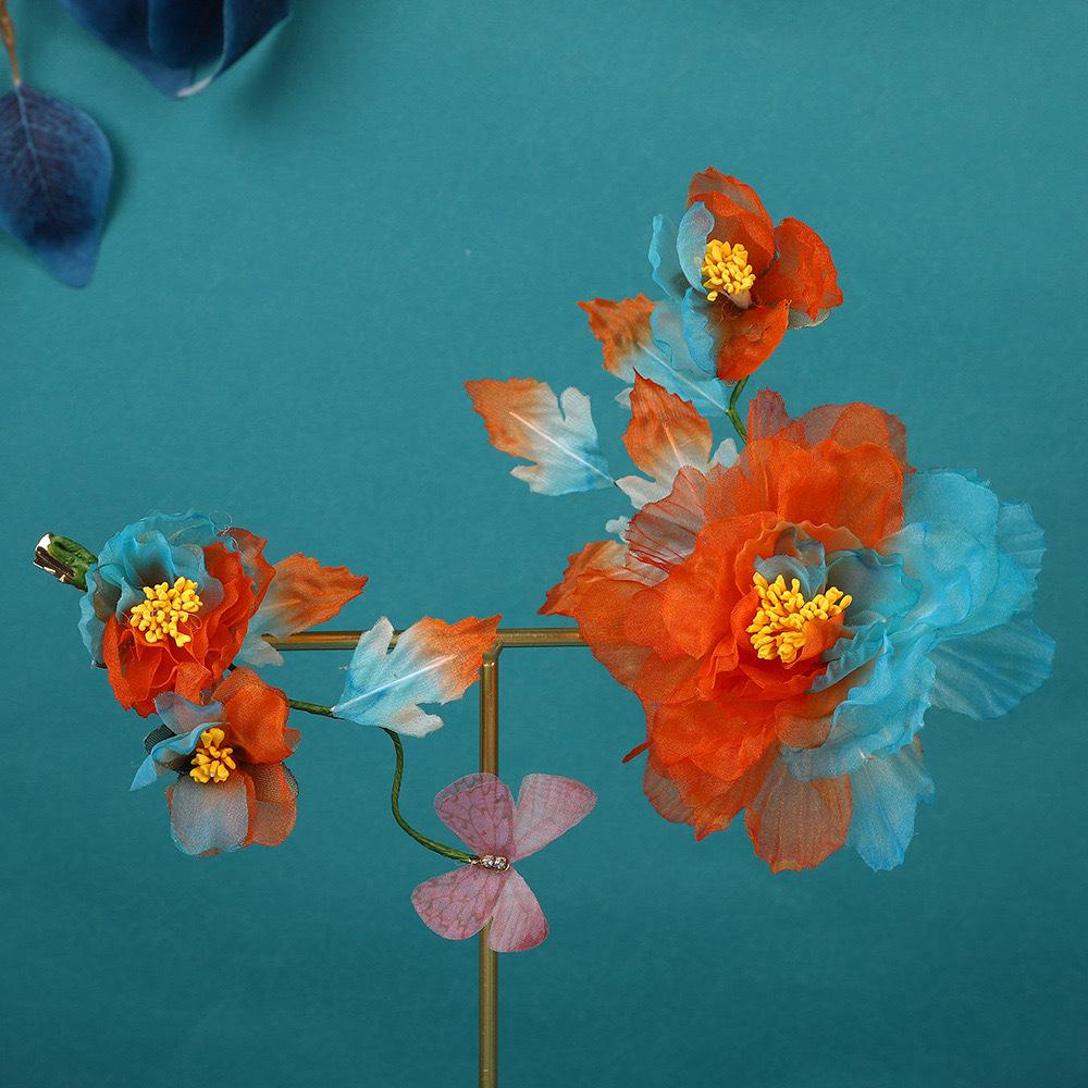 Flower Hair Clips Forks Chinese Hanfu Hair Accessories for Women Hairpin Fork Handmade Vintage Wedding Hair Jewelry Retro Crowns for Girl and Women