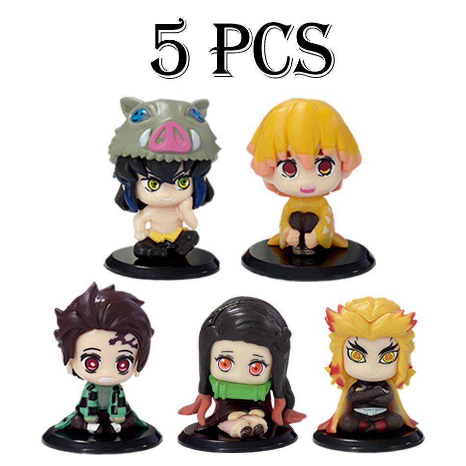 Q-Version Dämonentöter Anime Sitzende Geisterpuppe Tanjiro Nidouzi Inosuke Zenizu Puppe Action-Modell Spielzeug Weihnachtsgeburtstagsgeschenk