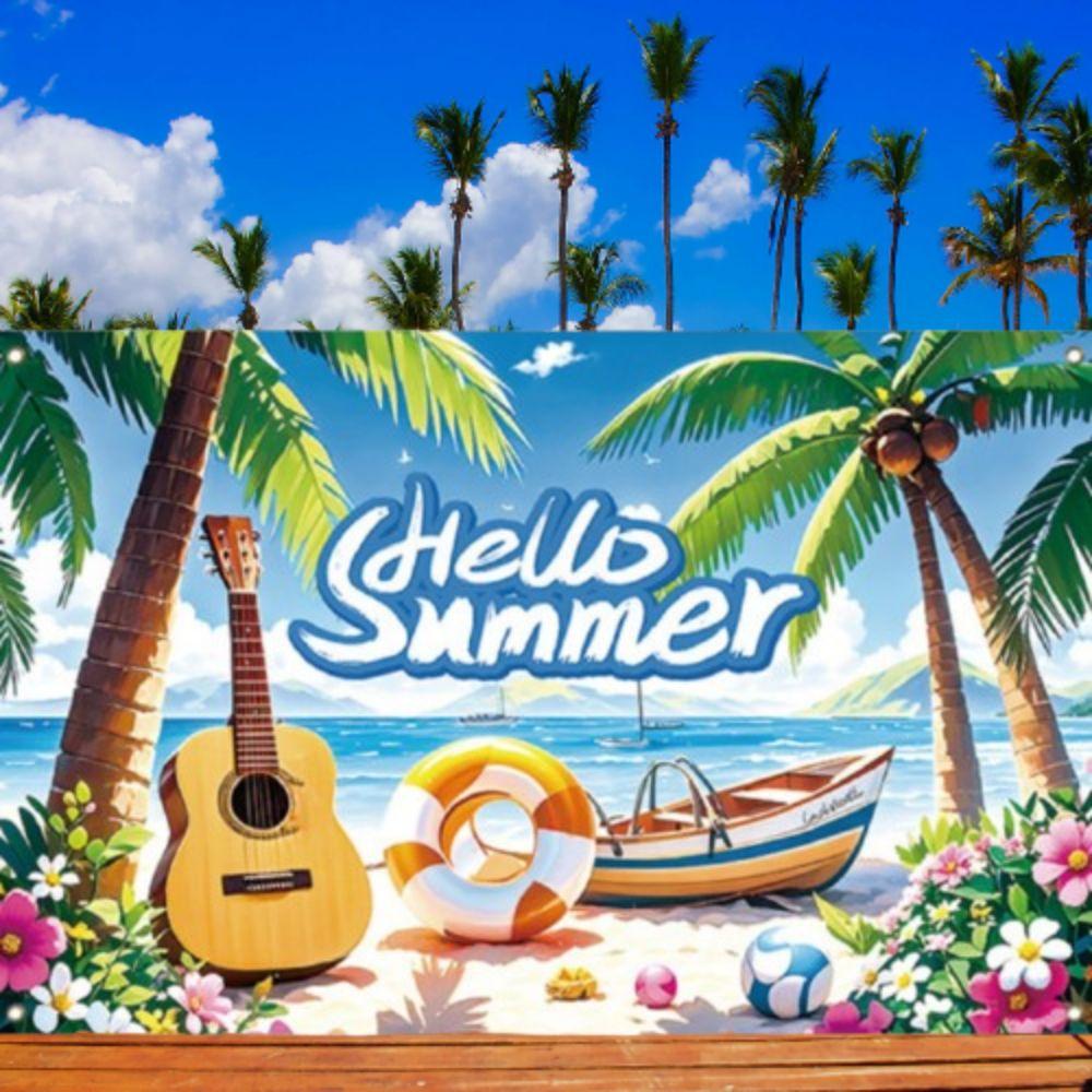 Tropical Theme Summer Pool Party Backdrop Hawaiian Photography Background  Wedding Birthday Party