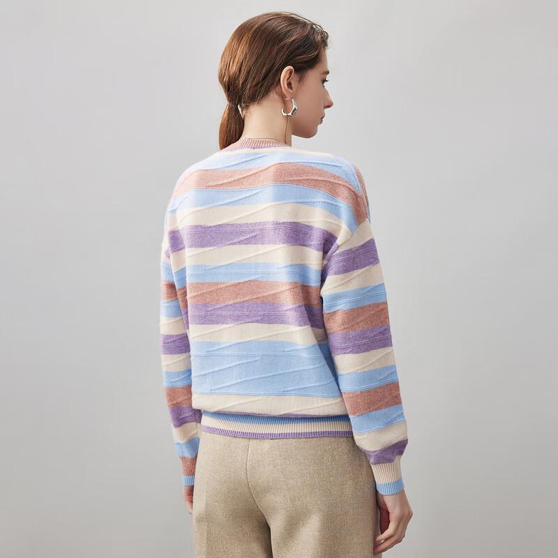 Kemengboka Women's 100% Cashmere Striped Sweater