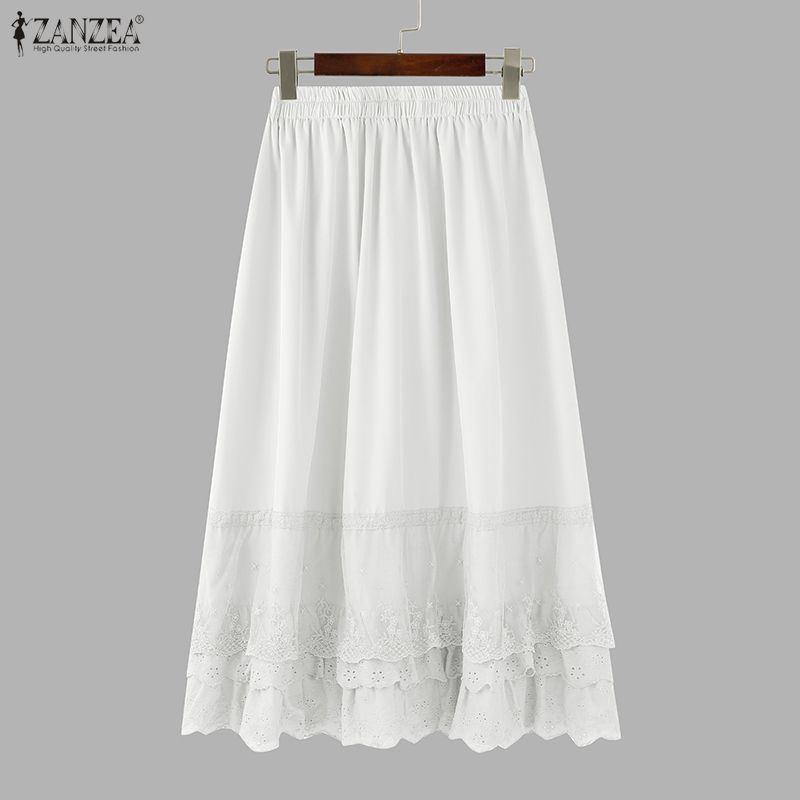 ZANZEA Fuste lungi de vară cu talie elastică casual pentru femei