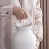 White Ceramic Vase Hollow Chain Geometric Buckle Porcelain Bottle Ceramic Handicraft Room Decoration Accessories Flower Vase