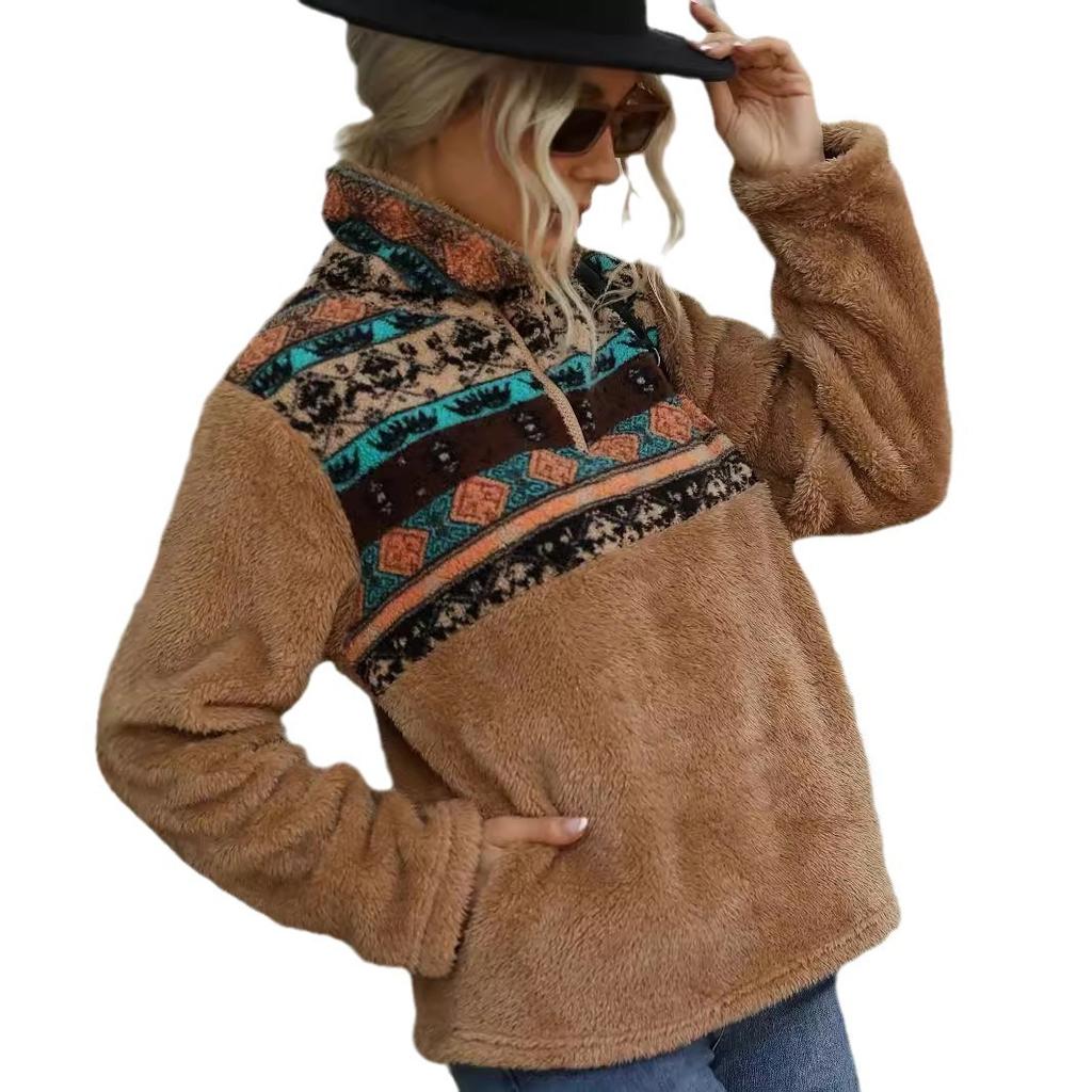 Nowy Jesienno-Zimowy Modny Pulower z Zamkiem Błyskawicznym Pluszowa Bluza z Kapturem dla Kobiet