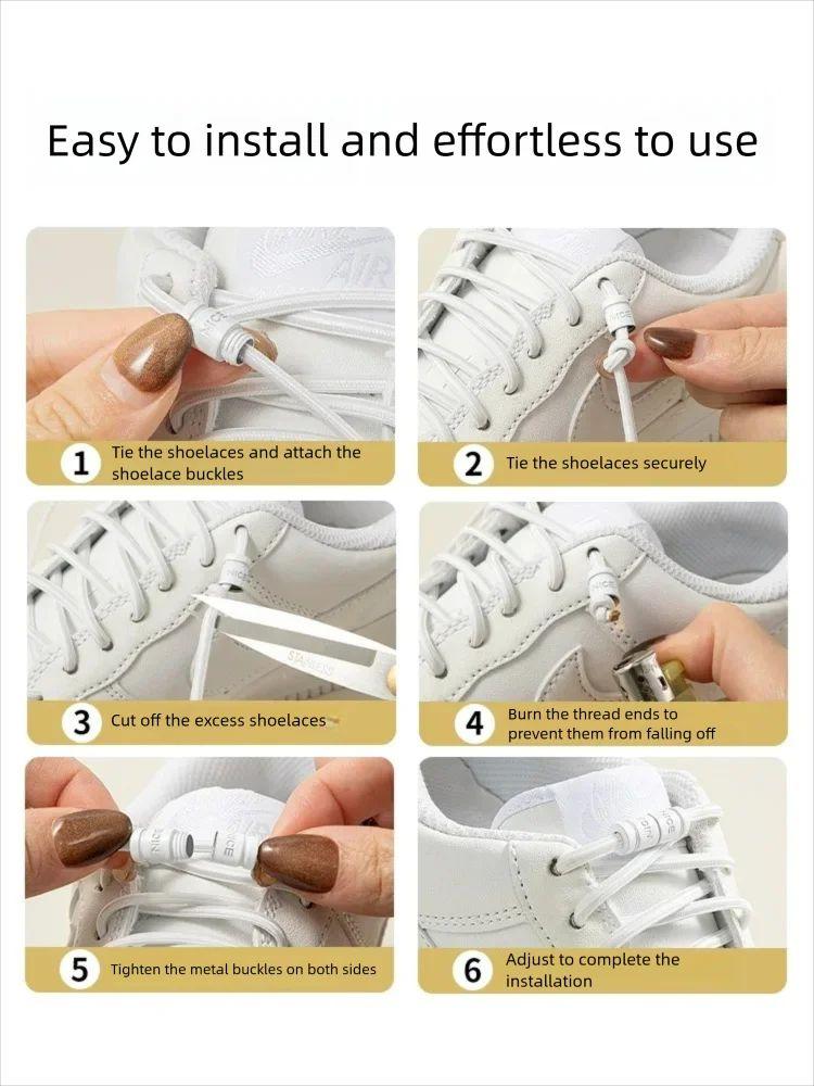 Colorful Metal Lock Sneakers Capsule Lock Stretch Rubber Shoestrings for Easy Wear Elastic Shoelaces No Tie Sports Shoe Laces