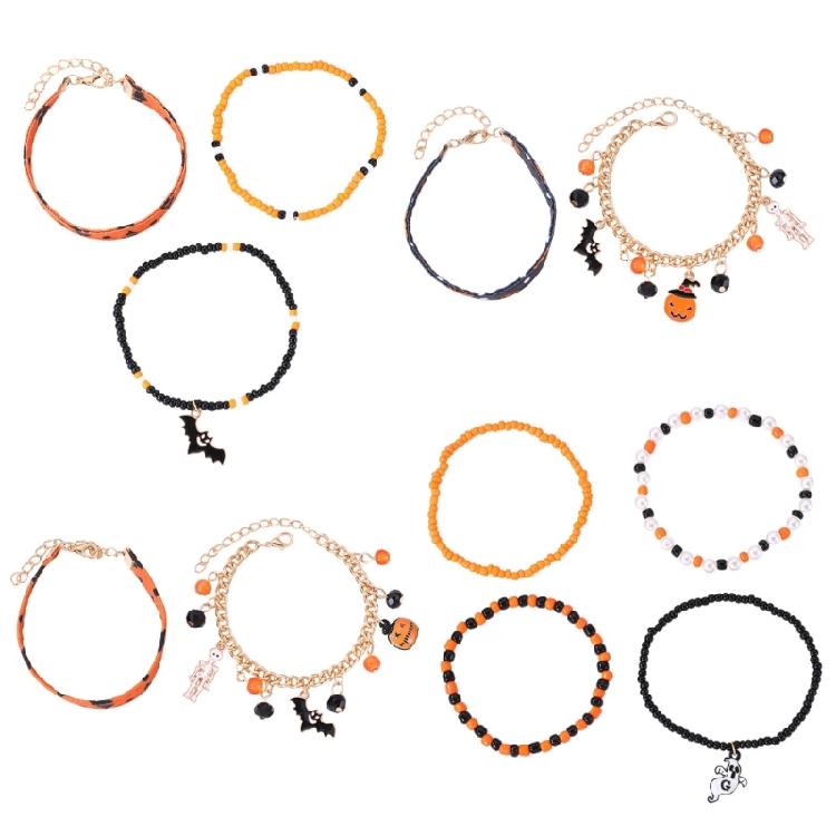 Rice Beaded Bracelet for Women Men Halloween Hip Hop Bracelets Set Jewelry Gift