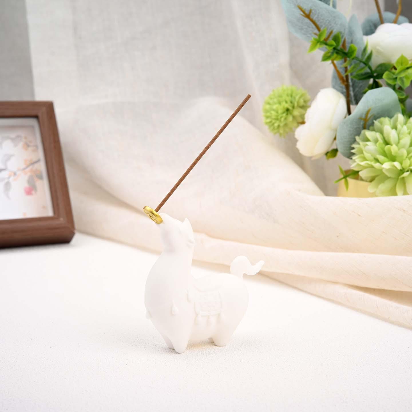 Ma Shang You Qian Ceramic Horse Incense Burner - Cute Year of the Horse Ornament and Indoor Incense Holder Gift