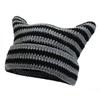 Nuovo Cappellino Streetwear Giapponese Harajuku Diavoletto a Strisce Cappello a Maglia Donna Ragazze Autunno Inverno Carino Cappellino con Orecchie da Gatto