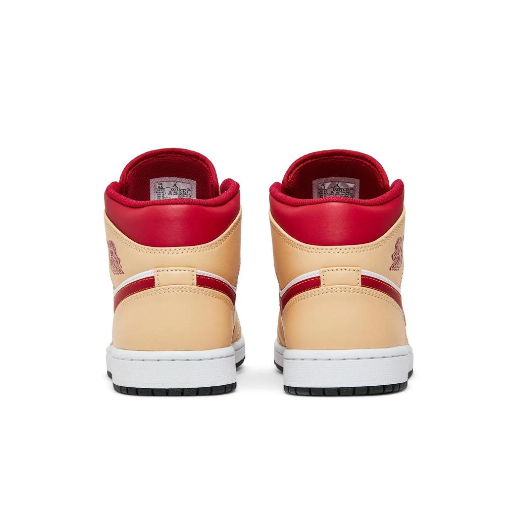 Air Jordan 1 Mid 'Light Curry Cardinal Red' (Unisex) White Onyx / White / Cardinal Red / Light Curry Vintage Basketball Shoes 554724 201