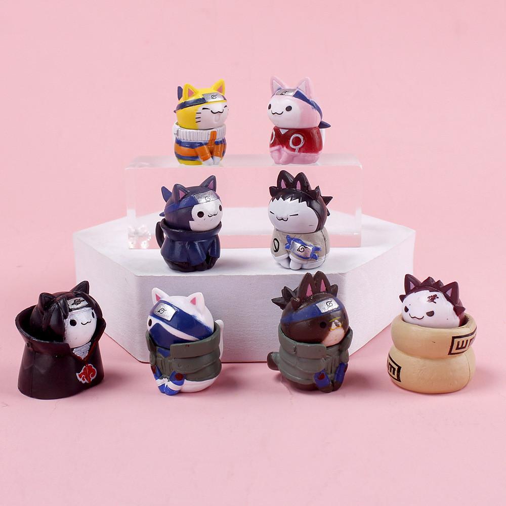 Small Size 8-piece Cat Figure Set Pvc Material 3cm Non-assembled Characters Collection