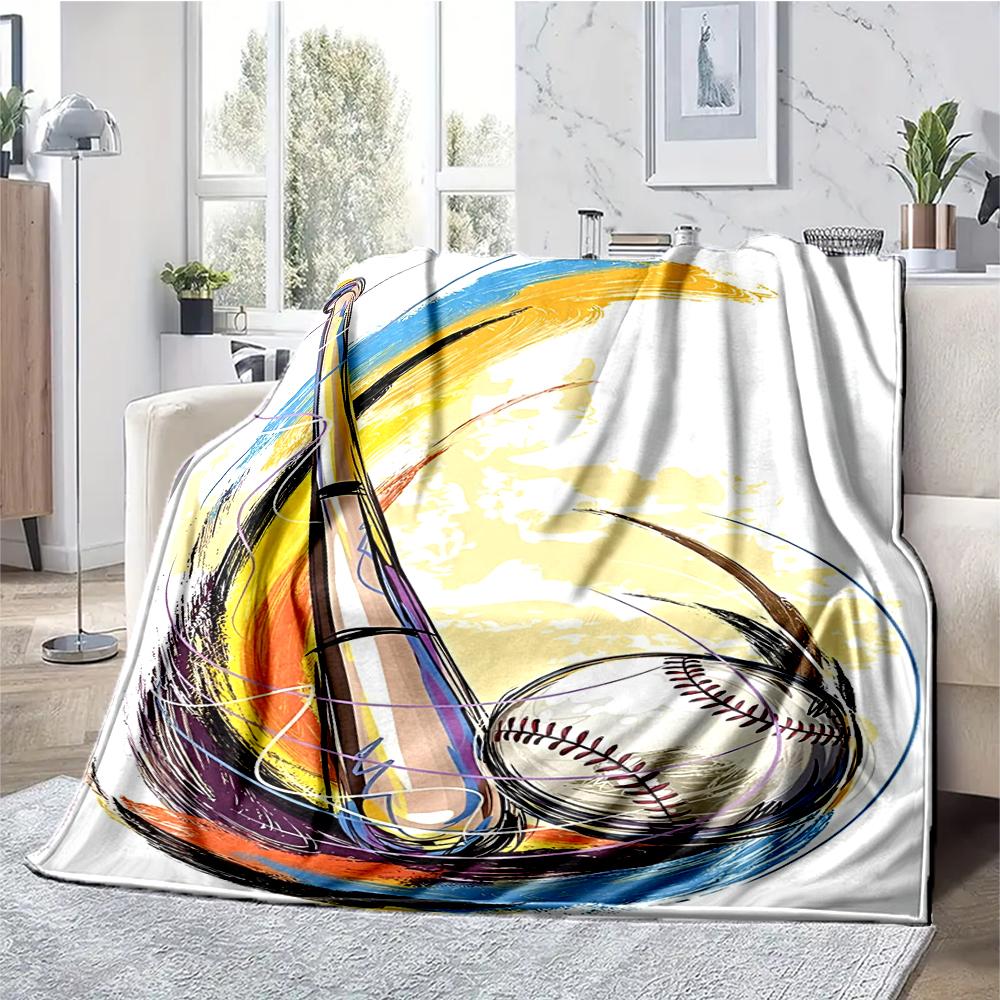 Baseball Theme Printed Blanket - Perfect for Couch, Bed, Travel & Outdoor Use | Machine Washable, Cozy & Durable.