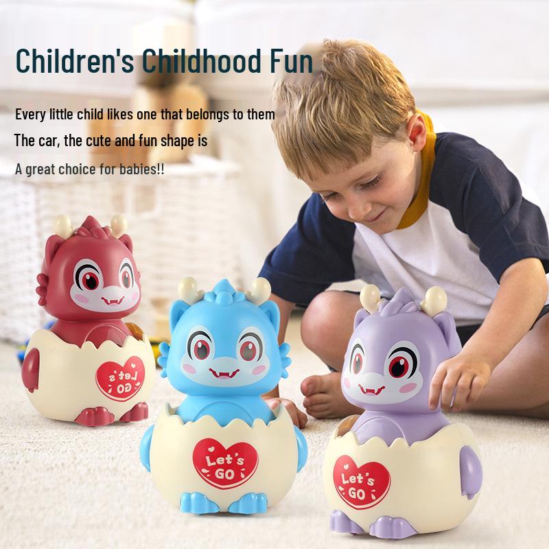 Children's Year of the Dragon Dinosaur Toy Car: Cute Press-and-Go Eggshell Design