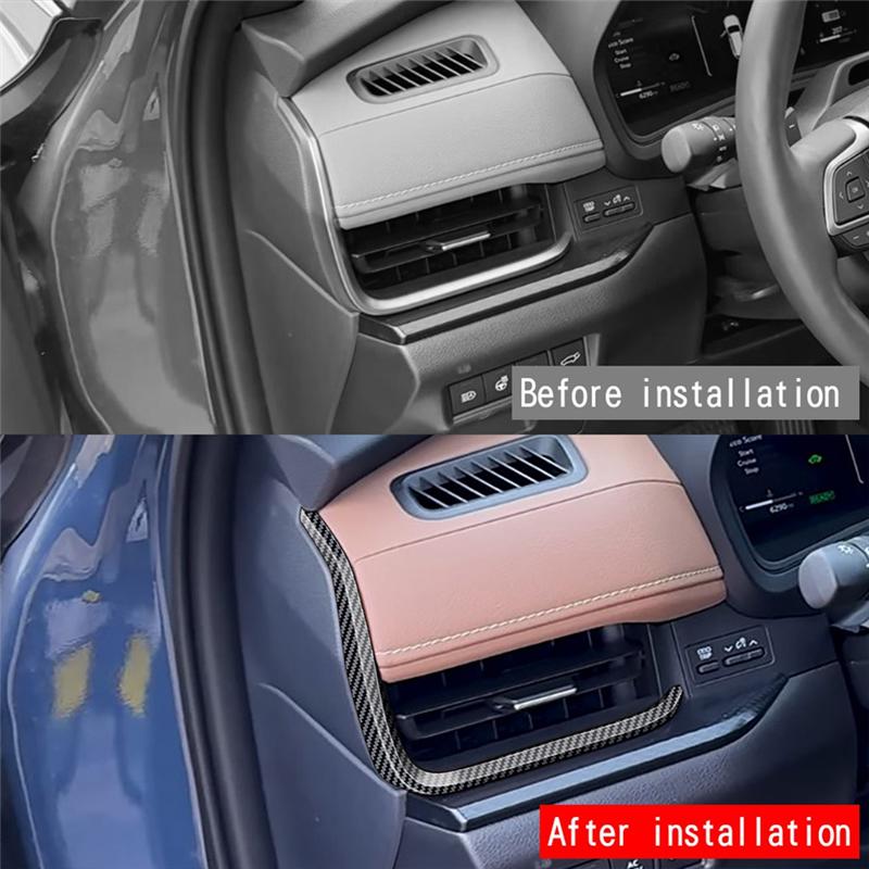 Car Dashboard Air Conditioner Air Outlet Trim A/C Air Outlet Carbon Fiber Trim Strips For Toyota Grand Highlander 2024