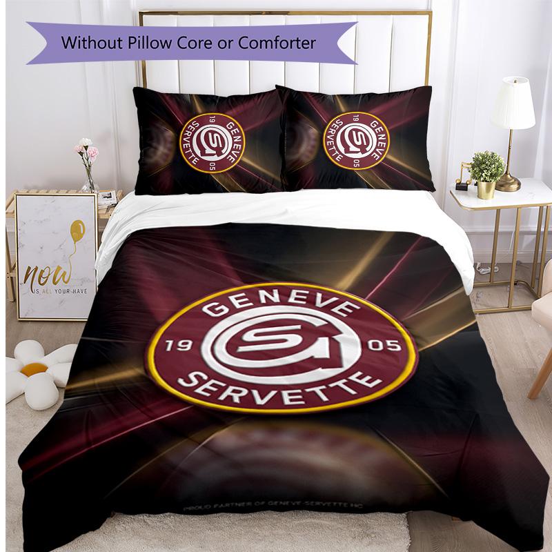 Set Biancheria da Letto 3 Pezzi Stampato Servette FC Traspirante Copripiumino con Federe Biancheria da Letto Decorativa per Camera da Letto Casa