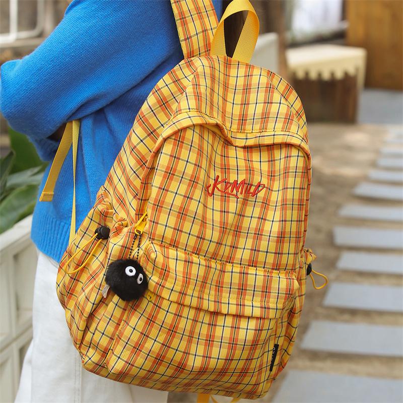 Plaid Print Schoolbag Women's Lightweight Backpack