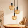 Pendant Light - NETTLIFE - 3 Lights - Hemp Rope Lampshade - Black Metal Structure