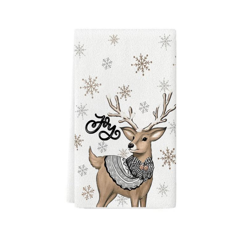 Hand Towels Christmas Printed Kitchen Towels Absorbent Microfiber Dishwashing TowelsGift Tea Towels