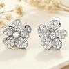 A Pair of Luxurious Geometric Elegant Flower Earrings Designed Specifically for Women, Wedding Engagement Party Jewelry Accessories