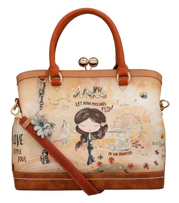 Sac à main - ANEKKE - Kiss Short Handle Bag "Peace & Love" - Multicolore - Synthétique (PU) - Bandoulière amovible