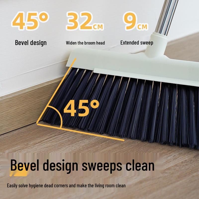 Dry & Wet Household Broom Set: Soft Bristle Broom, Dustpan & Garbage Shovel
