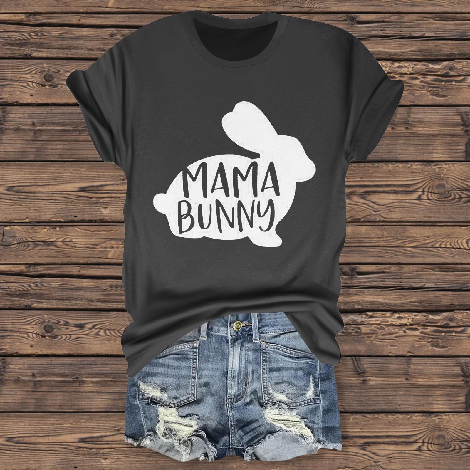 

Жіноча повсякденна футболка з принтом на Великдень, пуловер з короткими рукавами та круглим вирізом S