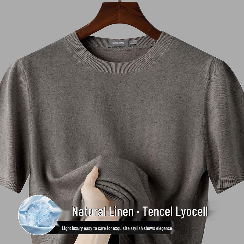 SHANSHAN Men s Casual Linen Blend T-Shirt M