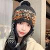 Jacquard Ear Protection Cap Weave Women Wool Cap Casual Knitted Beanies Caps  Streetwear
