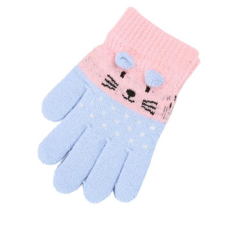 Crochet Full Finger Glove Cartoon for Cat Knitted Gloves Cute Toddler Kids Glove