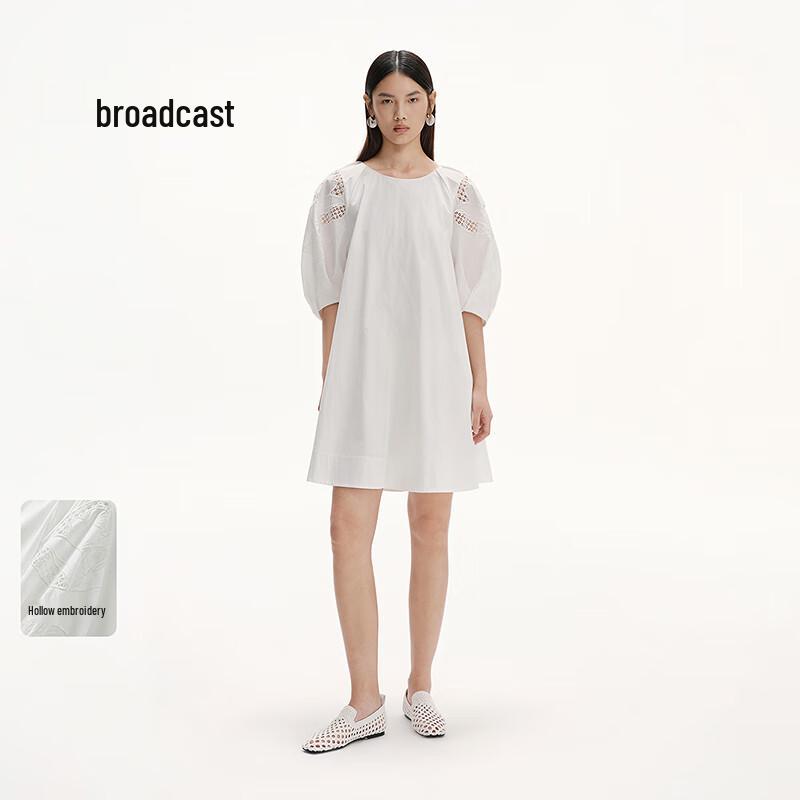 

Broadcast Women s Round Neck Lantern Sleeve Hollow Mini Dress M