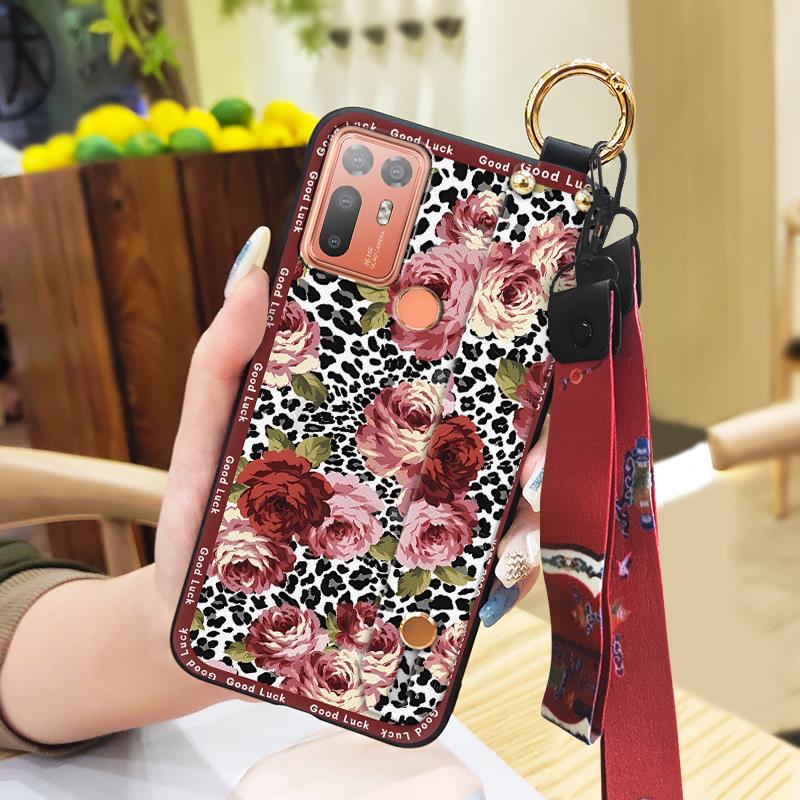 Lanyard Fashion Phone Case For HTC Desire 20 Plus/D20+ Kickstand Wristband Shockproof Waterproof Wrist Strap Silicone