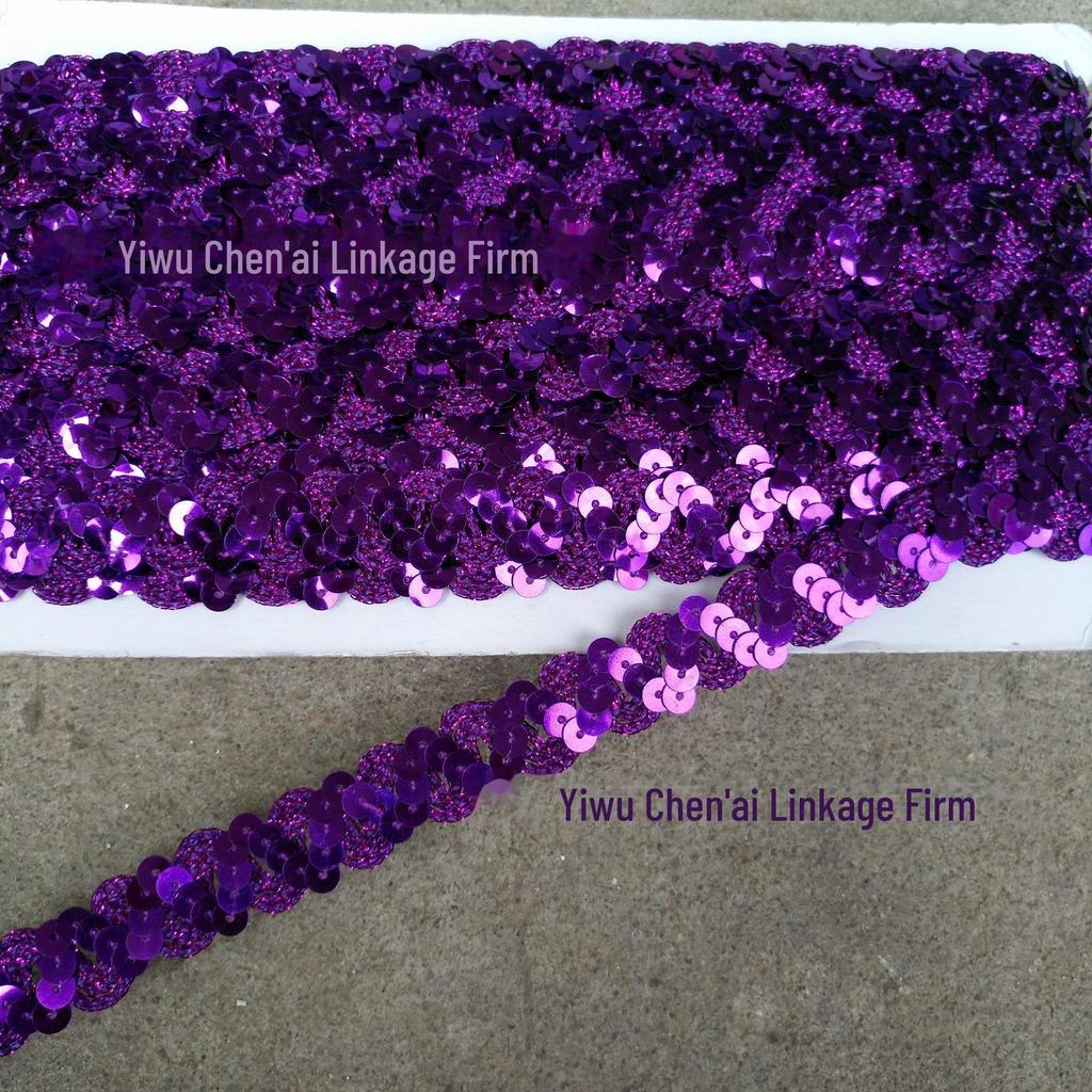 S-Shaped Sequin Lace Beads with 1.5CM Gold and Silver Ribbon for Clothing and Stage Accessories