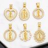 OCESRIO White Crystal Virgin Mary Pendant for Necklace Copper Gold Plated Heart Water Drop Amulet Jewelry Making Supply Pdtb067