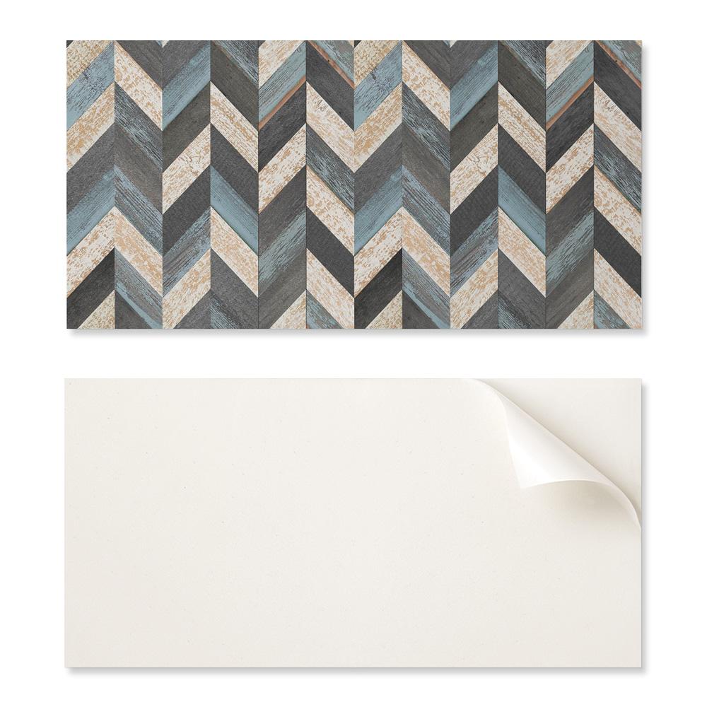 Decorative Self-Adhesive Vinyl Wall Panel 120x60 Cm Zigzag Pattern with Wood