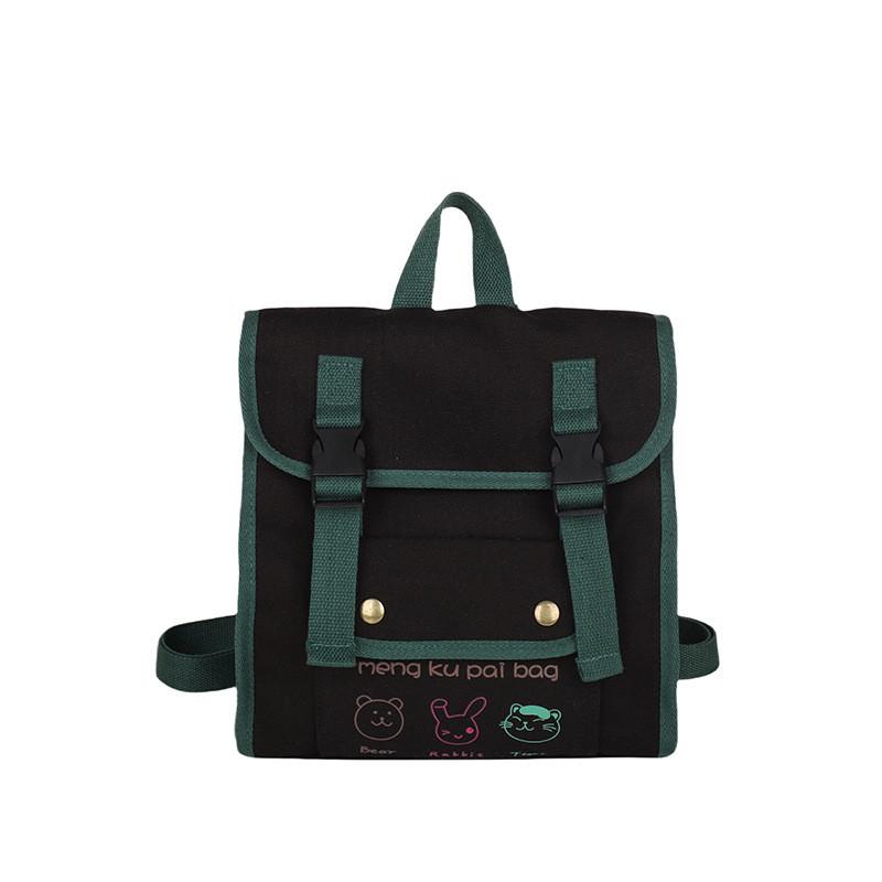 

Retro Flip Cover Childrens Backpack Canvas Waterproof Lightweight School For чёрный