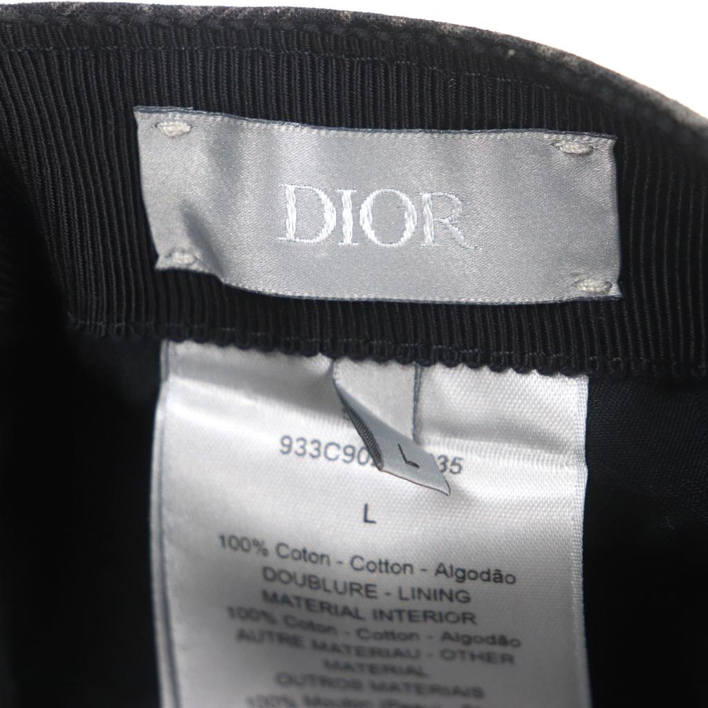 Great DIOR Cap Oblique Leather Baseball Hat Dark Gray Cotton Mens L 933C902H4835 Used
