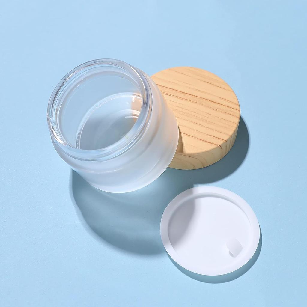 siawadeky Refillable Glass Set of Cream Cosmetic Cream Frosted Glass Refillable Clear Cream Capacity Bottles, 12, Light-Blocking, Bottles, Bottles,