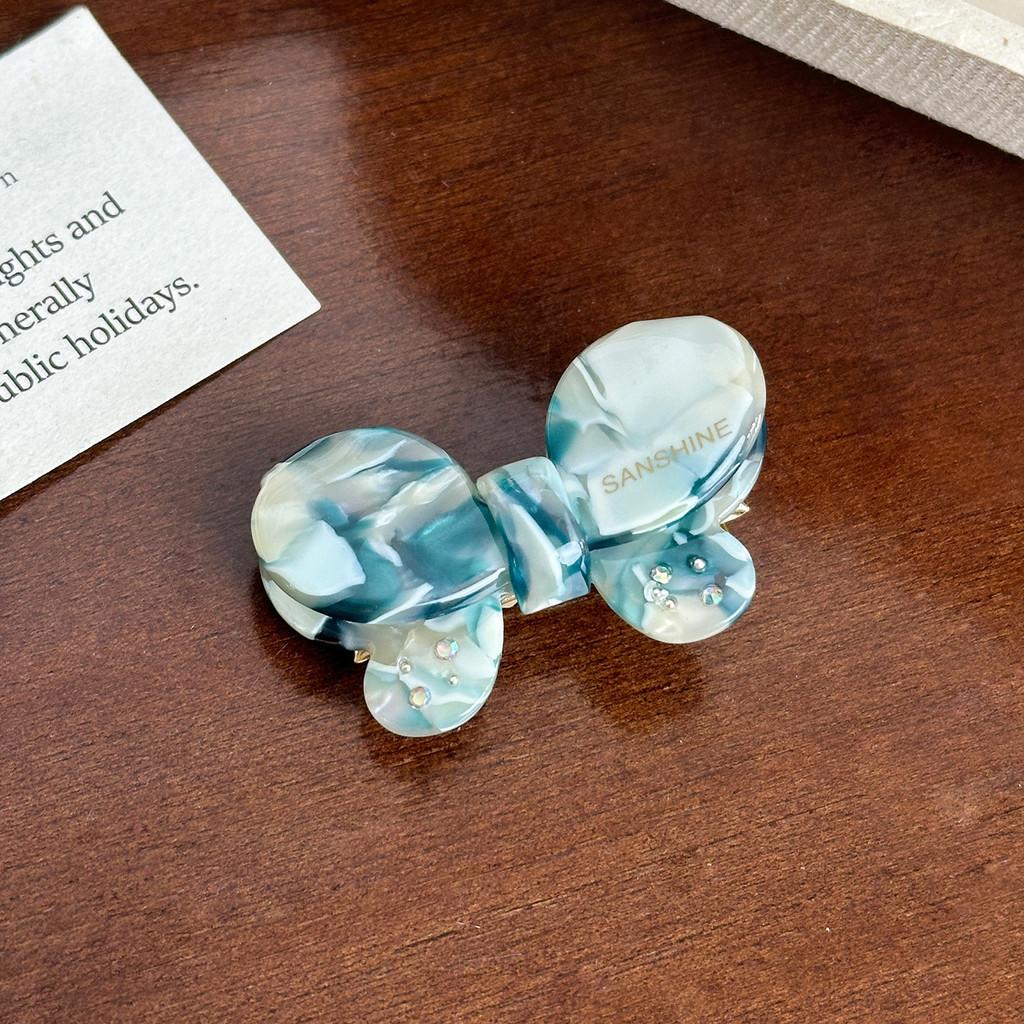 Trendy Rhinestone-encrusted Butterfly Duckbill Hair Clip In Dreamy Blue And Purple Color For Women